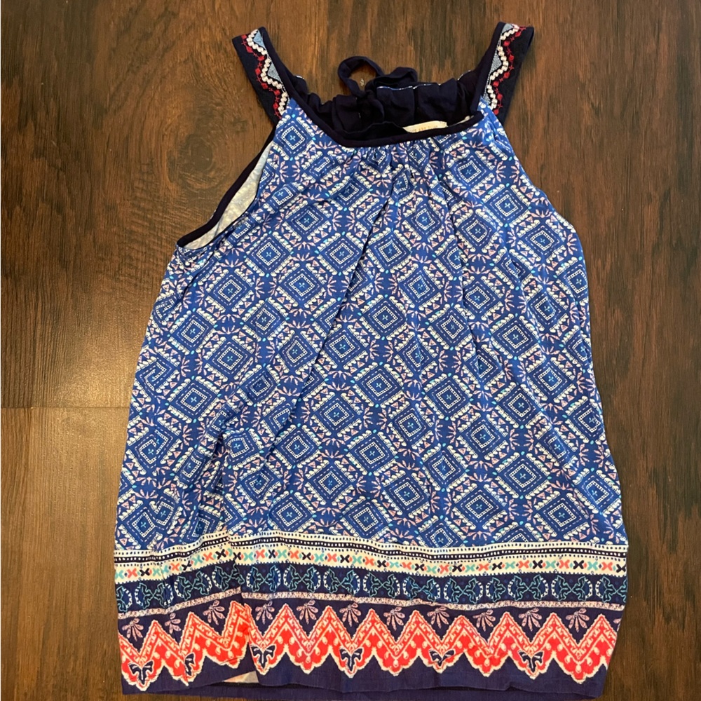 Skies Are Blue Relaxed Fit Tank Top Blue and Red